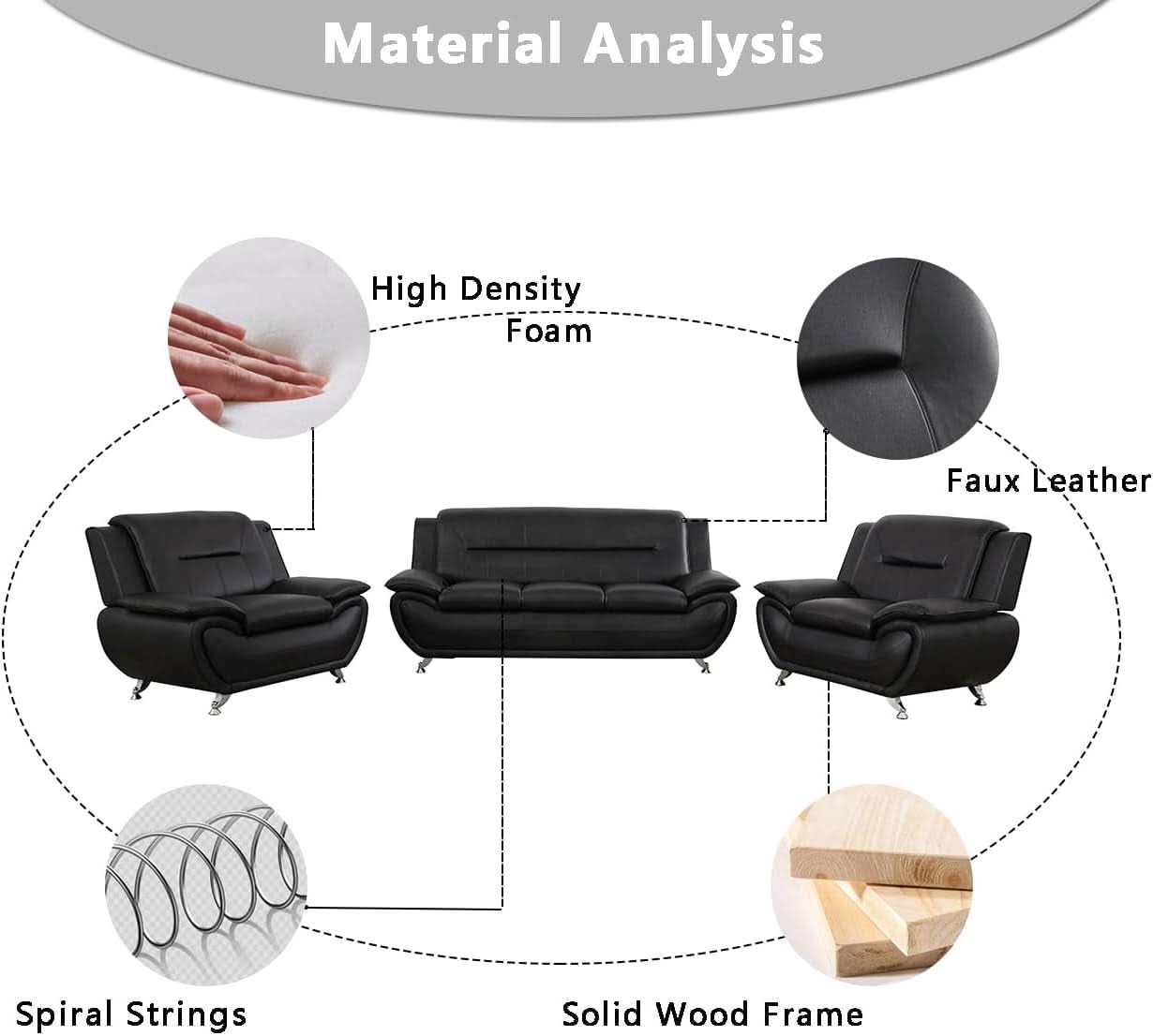Leather Couches For Living Room Black Sofa And Loveseat Set