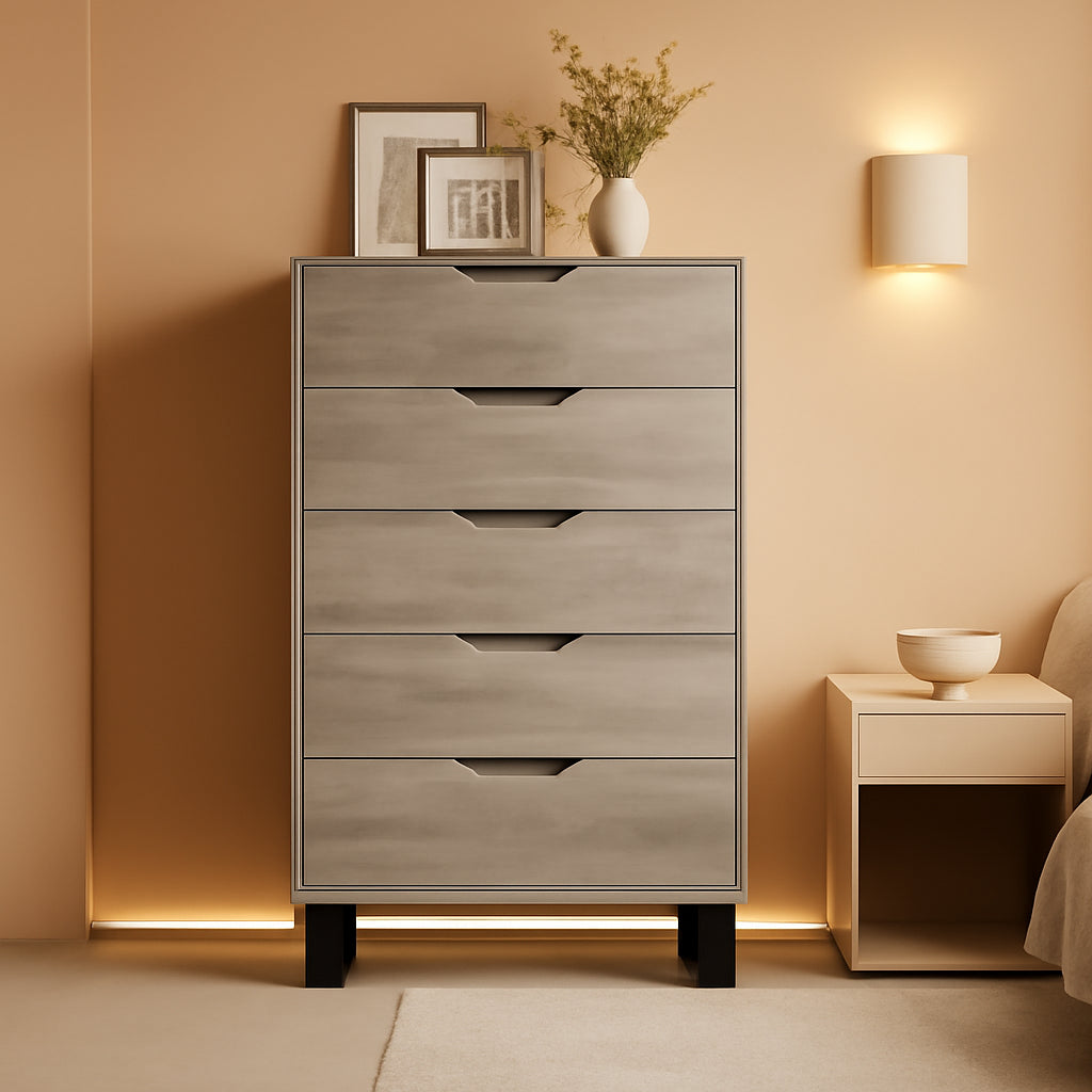 Grey Freestanding Dresser With Ample Bedroom Storage