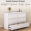 White Modern Six Drawer Dresser For Bedroom Storage
