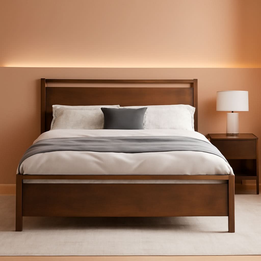 Queen Size Hardwood Platform Bedroom Frame Headboard