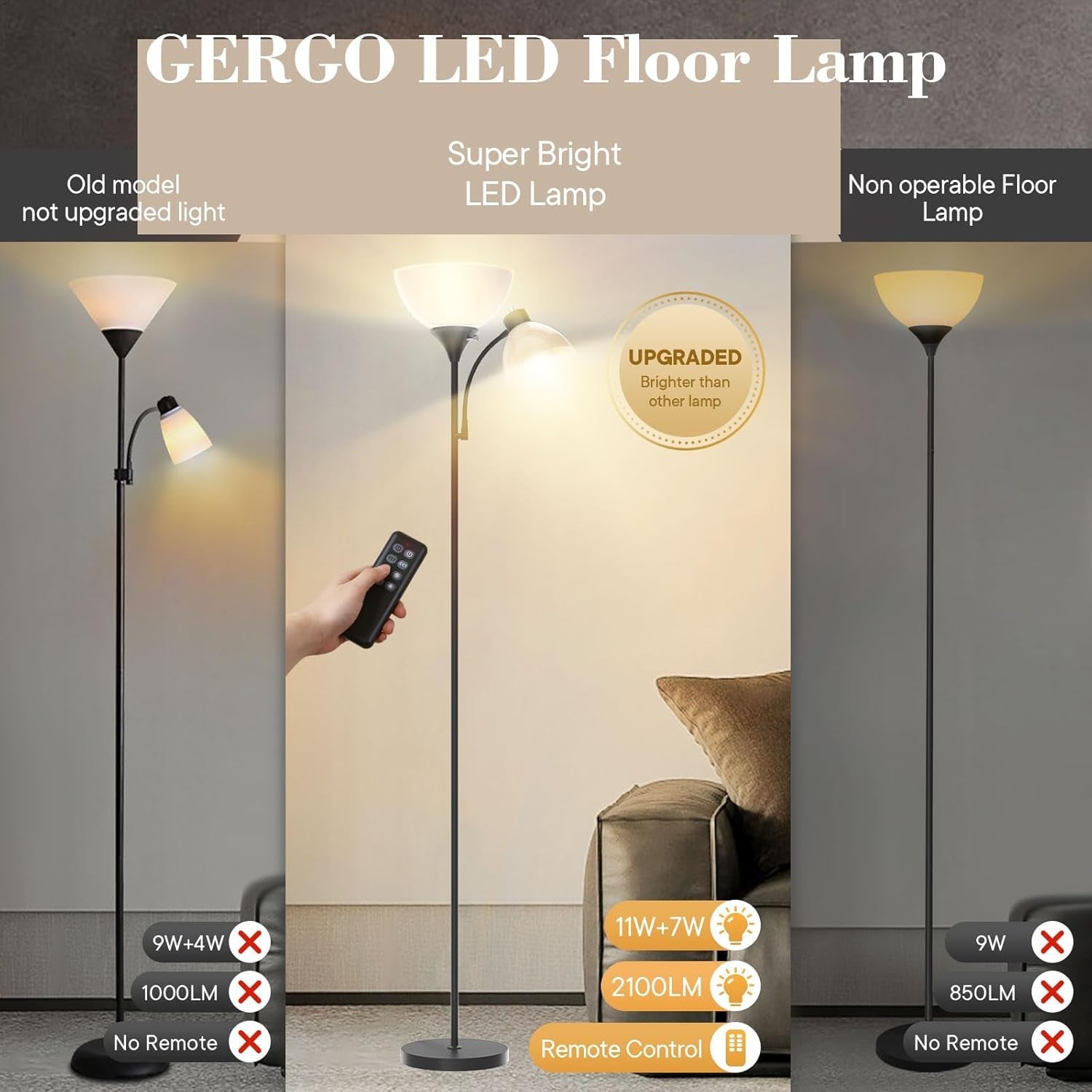Torchiere LED Floor Lamp 2100LM 3000K6000K Bedroom Lighting