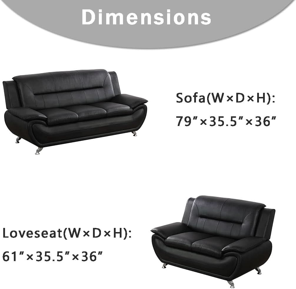 Leather Couches For Living Room Black Sofa And Loveseat Set