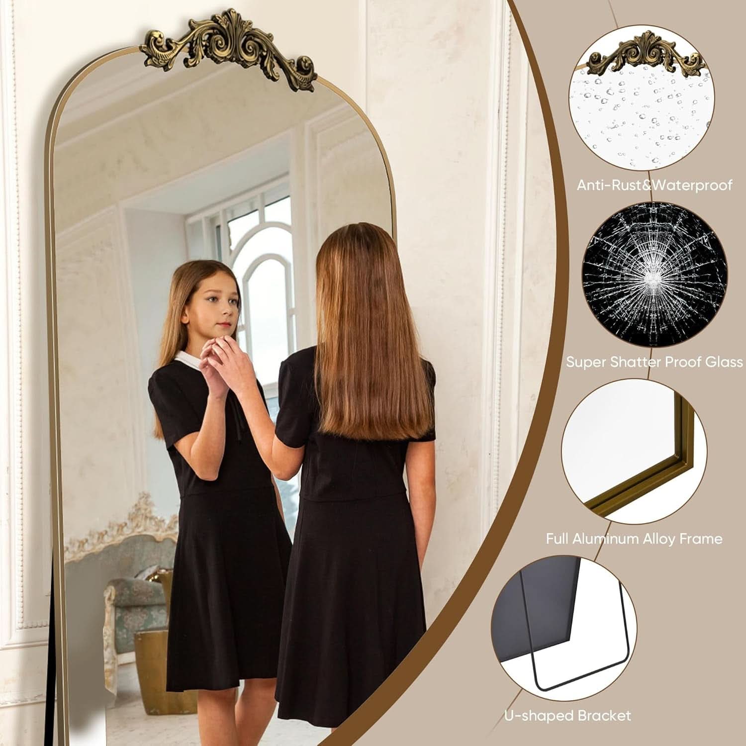 Full Length Floor Mirror 71x28 Inch Bronze For Bedroom