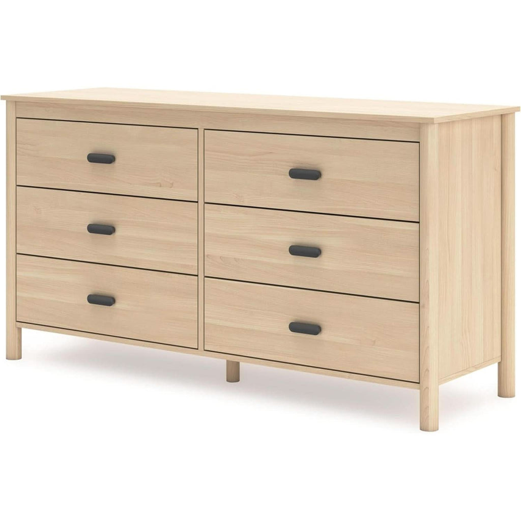 Light Brown Six Drawer Dresser For Bedroom Storage