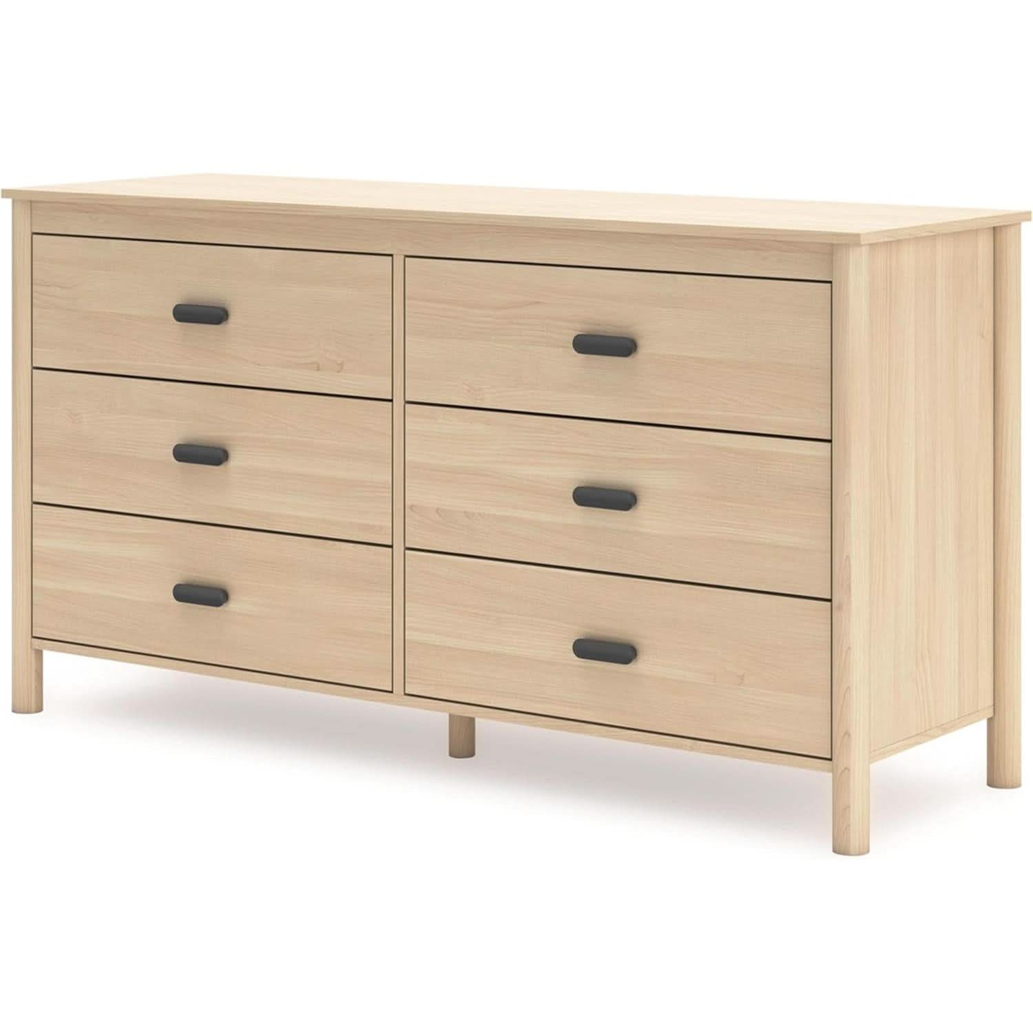 Light Brown Six Drawer Dresser For Bedroom Storage
