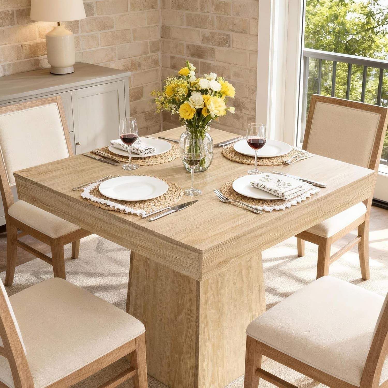 31 Point 5 Inch Square Dining Table With Pedestal Base