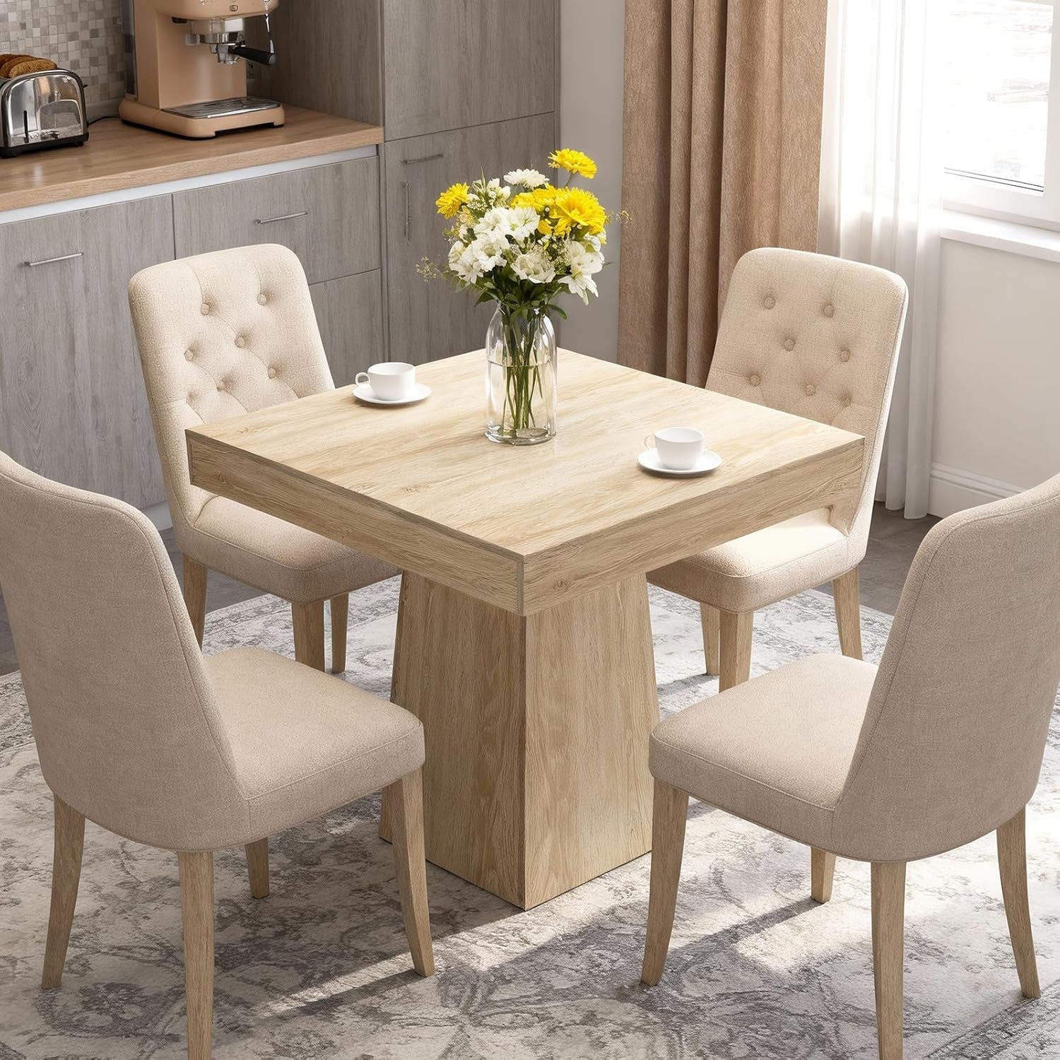 31 Point 5 Inch Square Dining Table With Pedestal Base