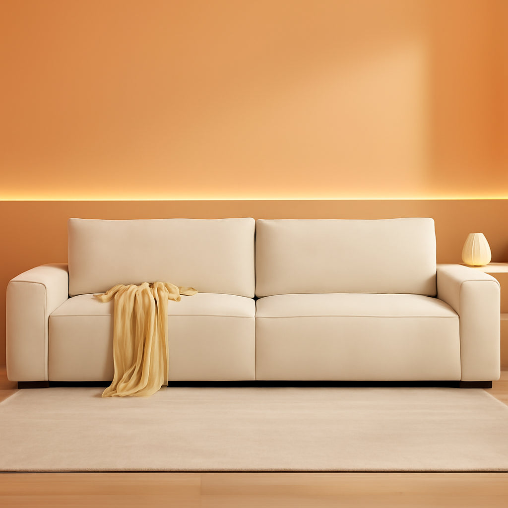 Eighty FiveInch Beige Sofa Modern Living Room Furniture