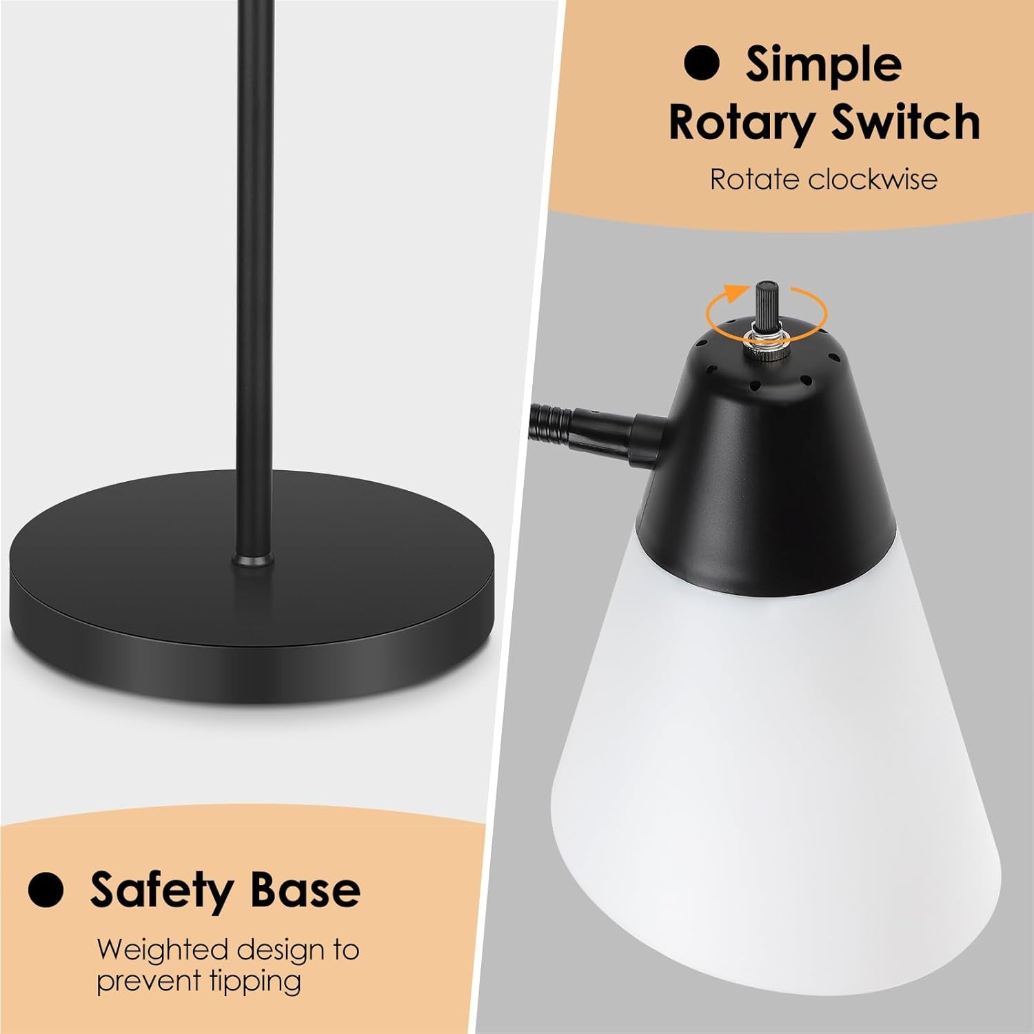 Black Floor Lamp With Adjustable Illuminated Shade