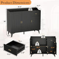 Black 47In Sideboard Cabinet For Dining Room Storage