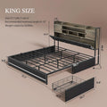 King Size Velvet Microfi ber Black Upholstered Bedroom Frame