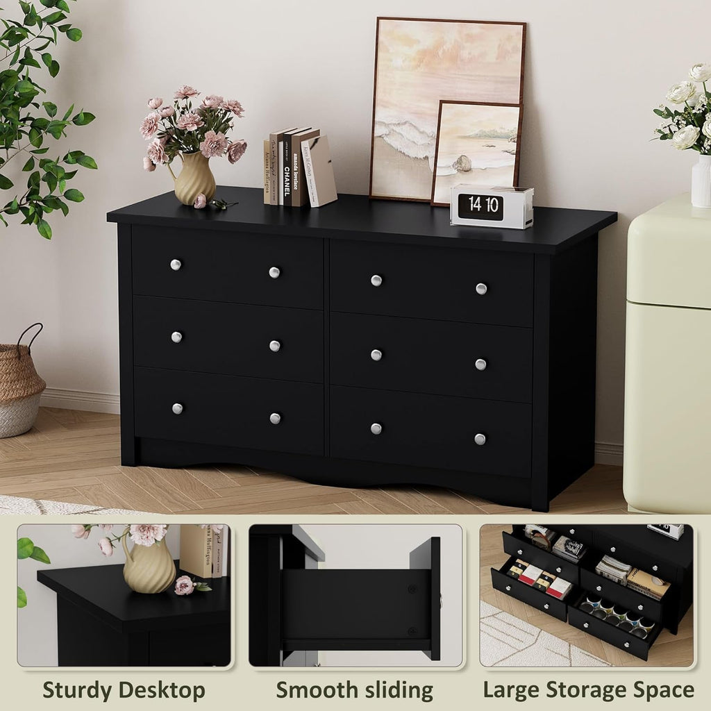 Black Premium Bedroom Dresser With Storage Drawers