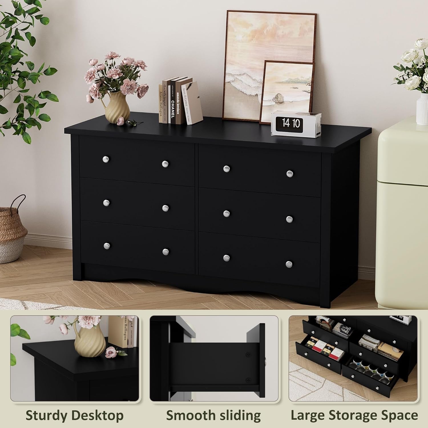 Black Premium Bedroom Dresser With Storage Drawers