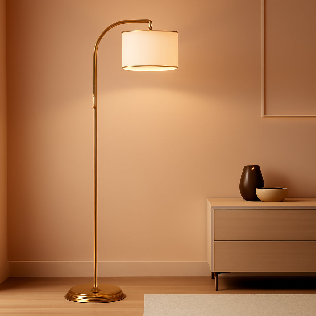 Tall Floor Lamp 65 Inch Brushed Gold Contemporary Finish