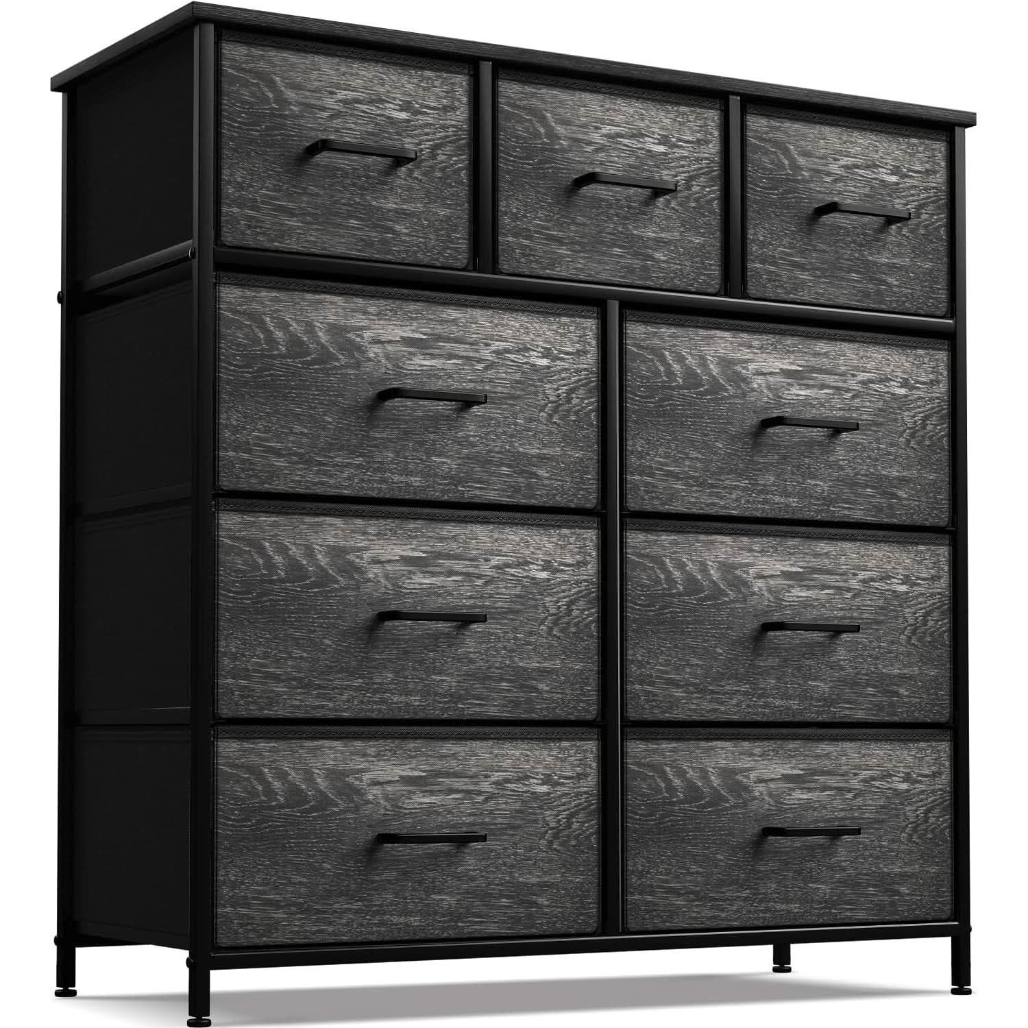 Faux Wood Dresser 9 Drawers For Bedroom Furniture Storage