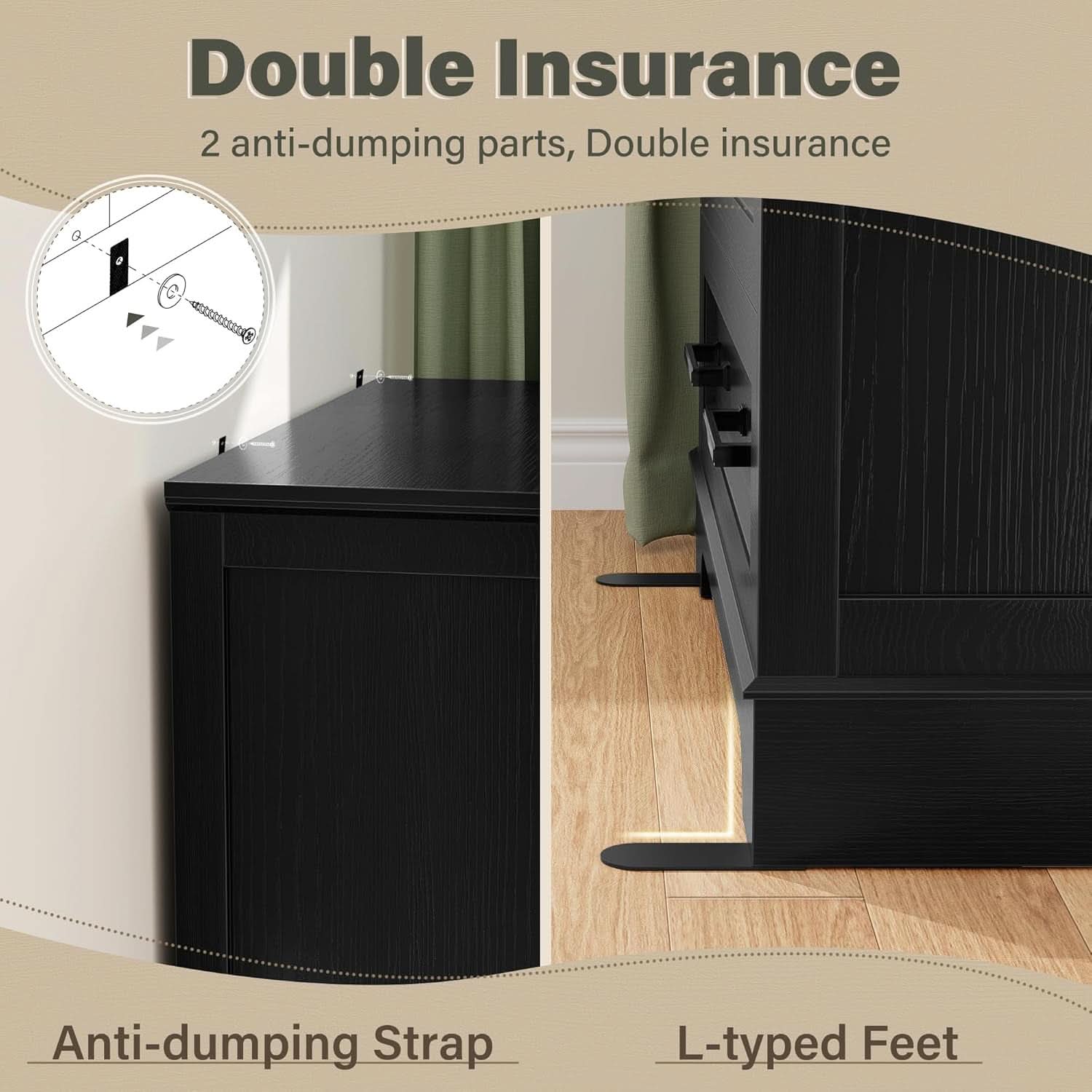 Seven Drawer Dresser For Bedroom Black Finish Storage