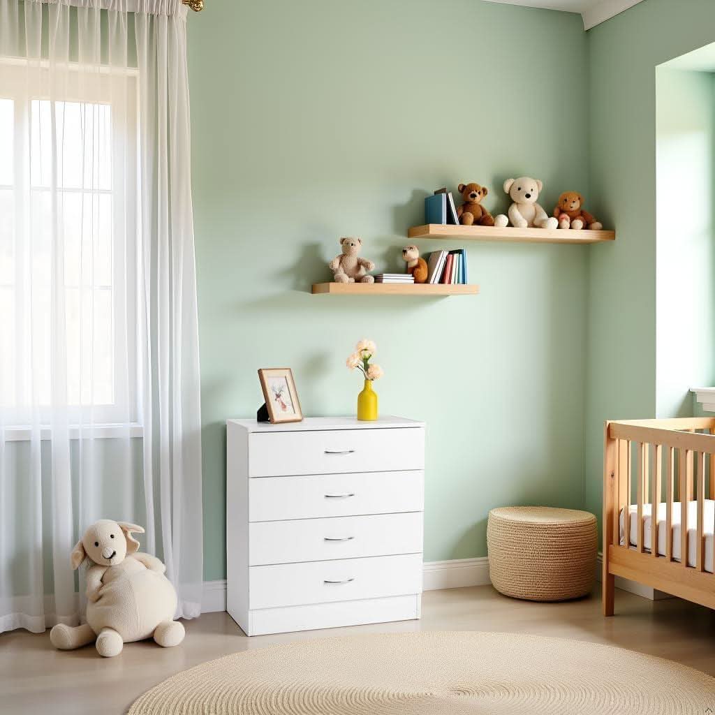 White 4 Drawer Dresser Contemporary Bedroom Storage