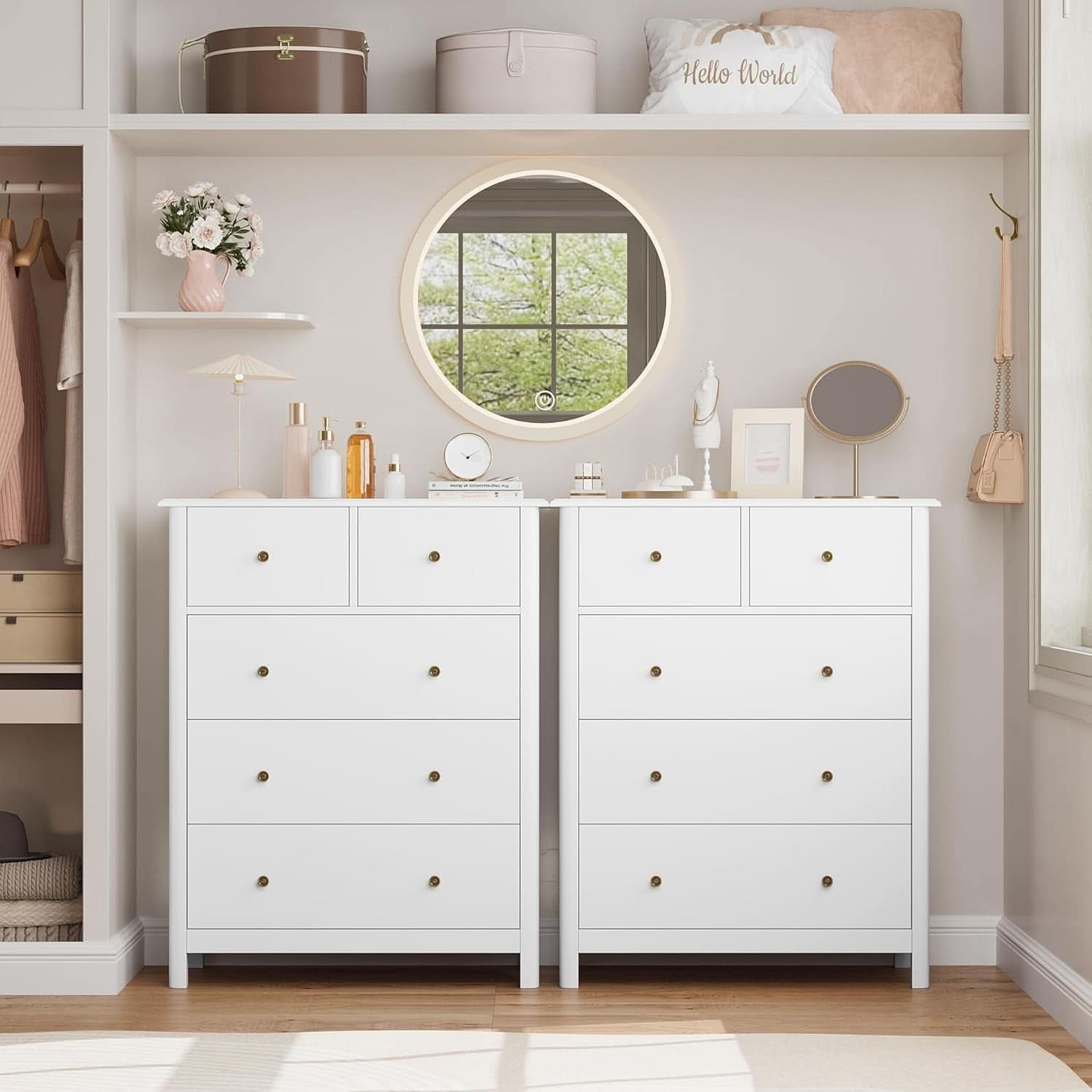 White Five Drawer Dresser For Bedroom Organization
