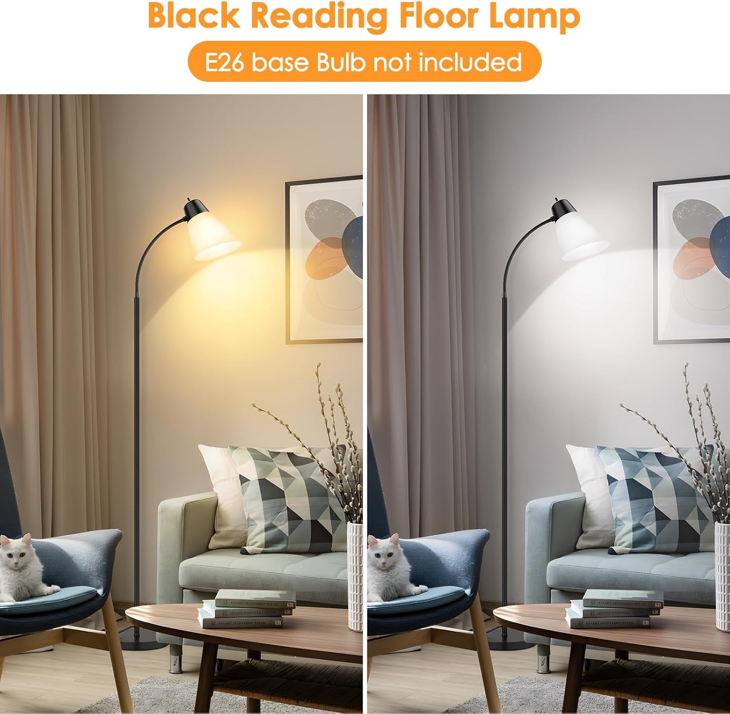 Black Floor Lamp With Adjustable Illuminated Shade
