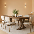 Solid Wood Rectangular Table 63 Inch Rustic Brown Finish