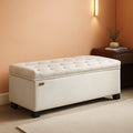 Cream Storage Ottoman Bench 43Inch Living Room Furniture