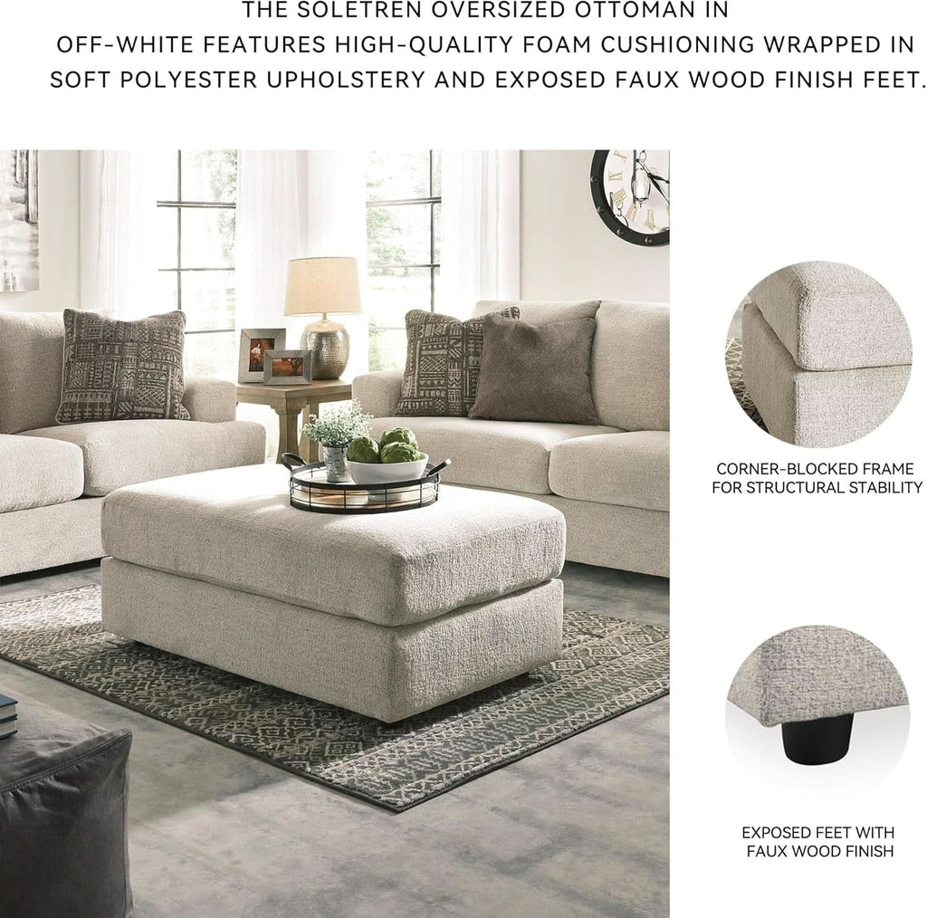 Soletren Oversized Ottoman Off White Modern Furniture