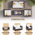 4 Piece Patio Rattan Furniture Set Beige Cushions Outdoor