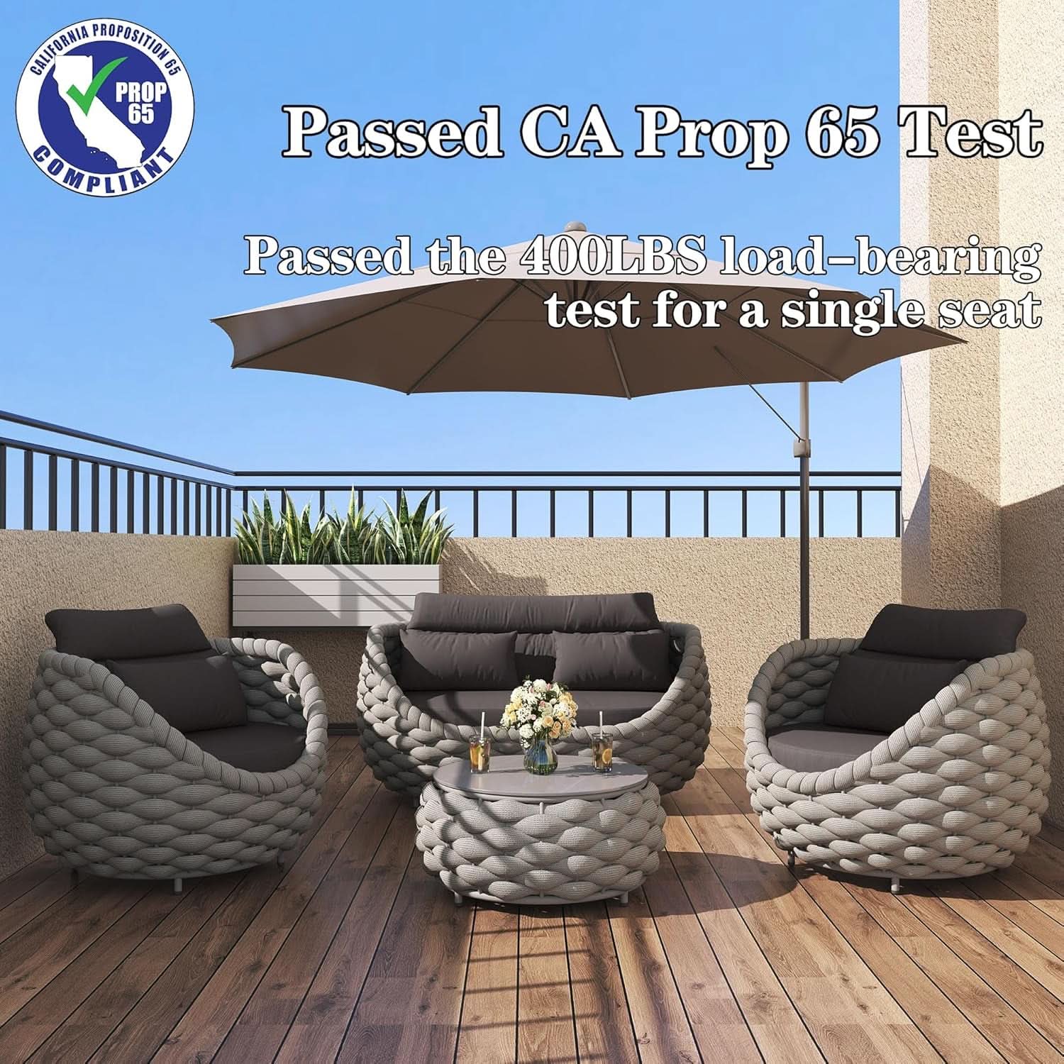 Six Piece Aluminum Patio Furniture Set With Cushions