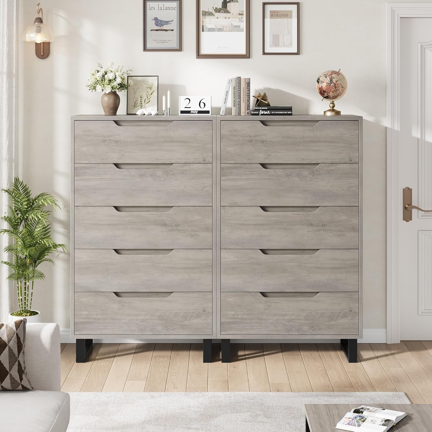Grey Freestanding Dresser With Ample Bedroom Storage