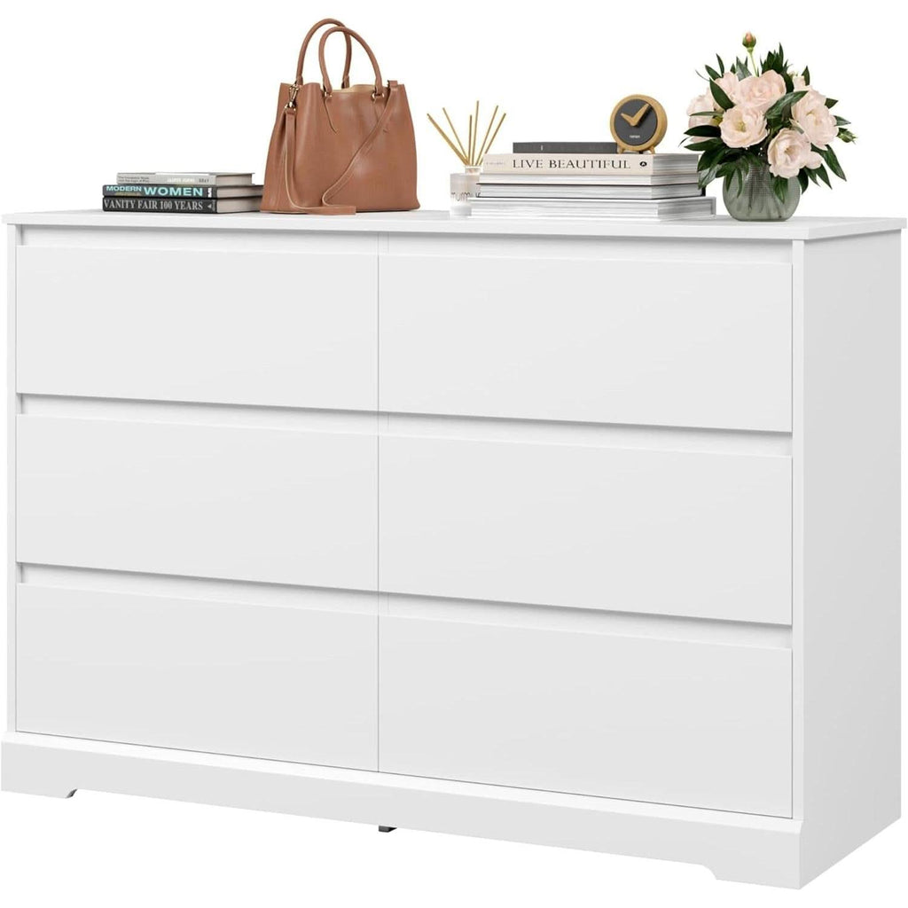 White Six Drawer Dresser For Bedroom Storage Solutions