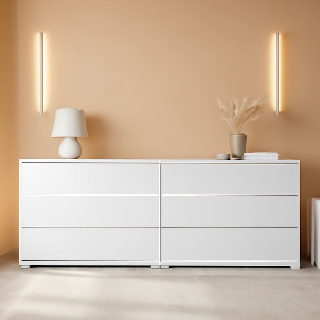 White Six Drawer Dresser For Bedroom Storage Solutions
