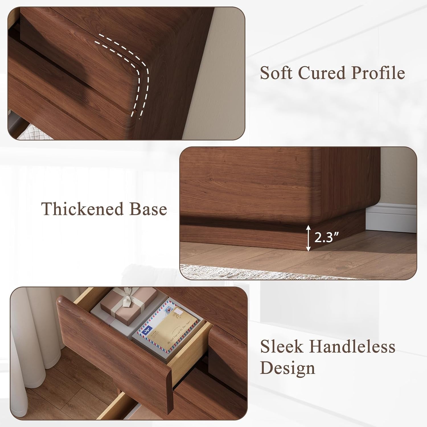 Walnut Six Drawer Dresser With Contemporary Profile