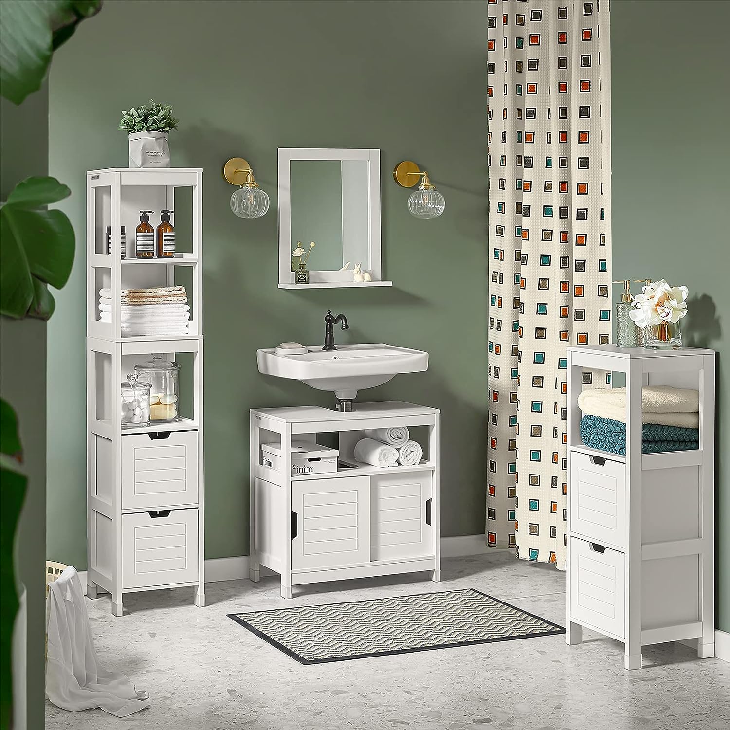 NNEDSZ Vanity Unit Bathroom Furniture, White