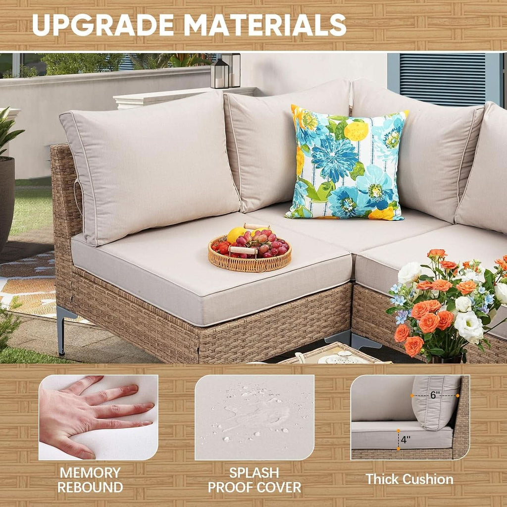 Seven Piece Wicker Patio Furniture Set with Cushions