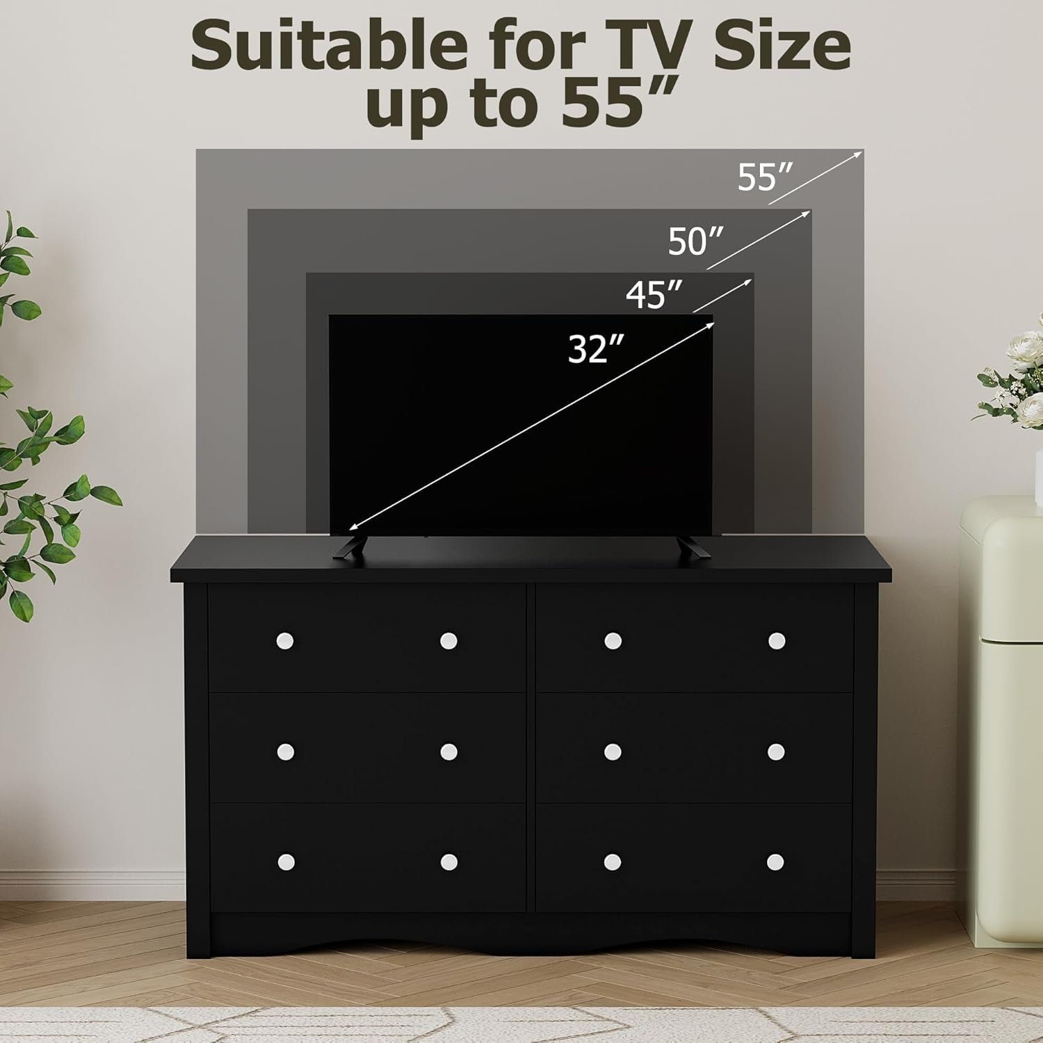 Black Premium Bedroom Dresser With Storage Drawers