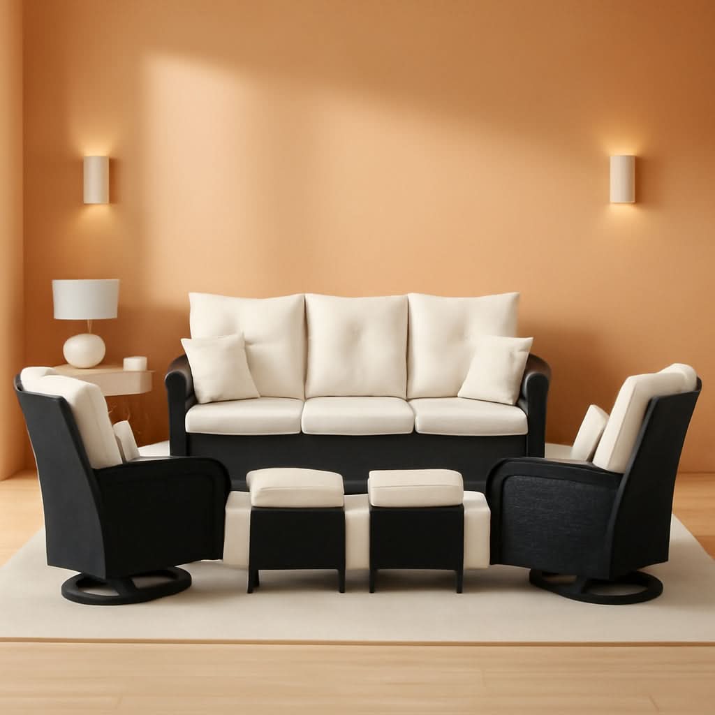6 Piece Outdoor Patio Furniture Set Sectional Swivel Rocker Chairs