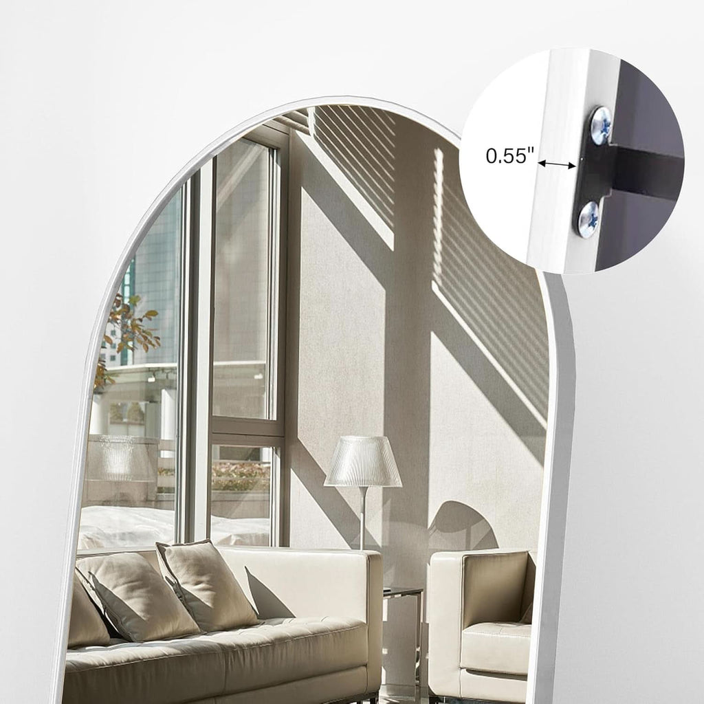 76x34 Arch Full Length Mirror Aluminum Frame For Bedroom