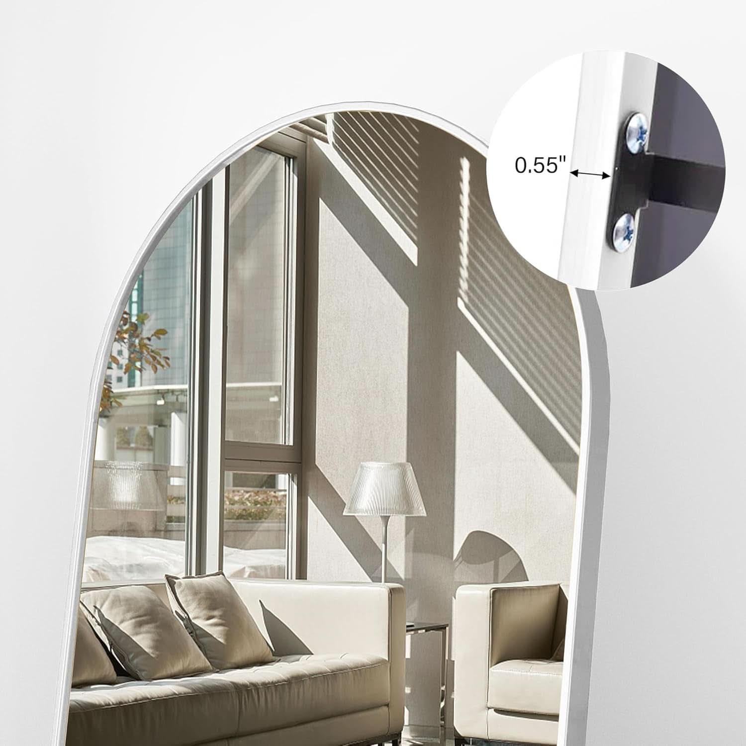 76x34 Arch Full Length Mirror Aluminum Frame For Bedroom