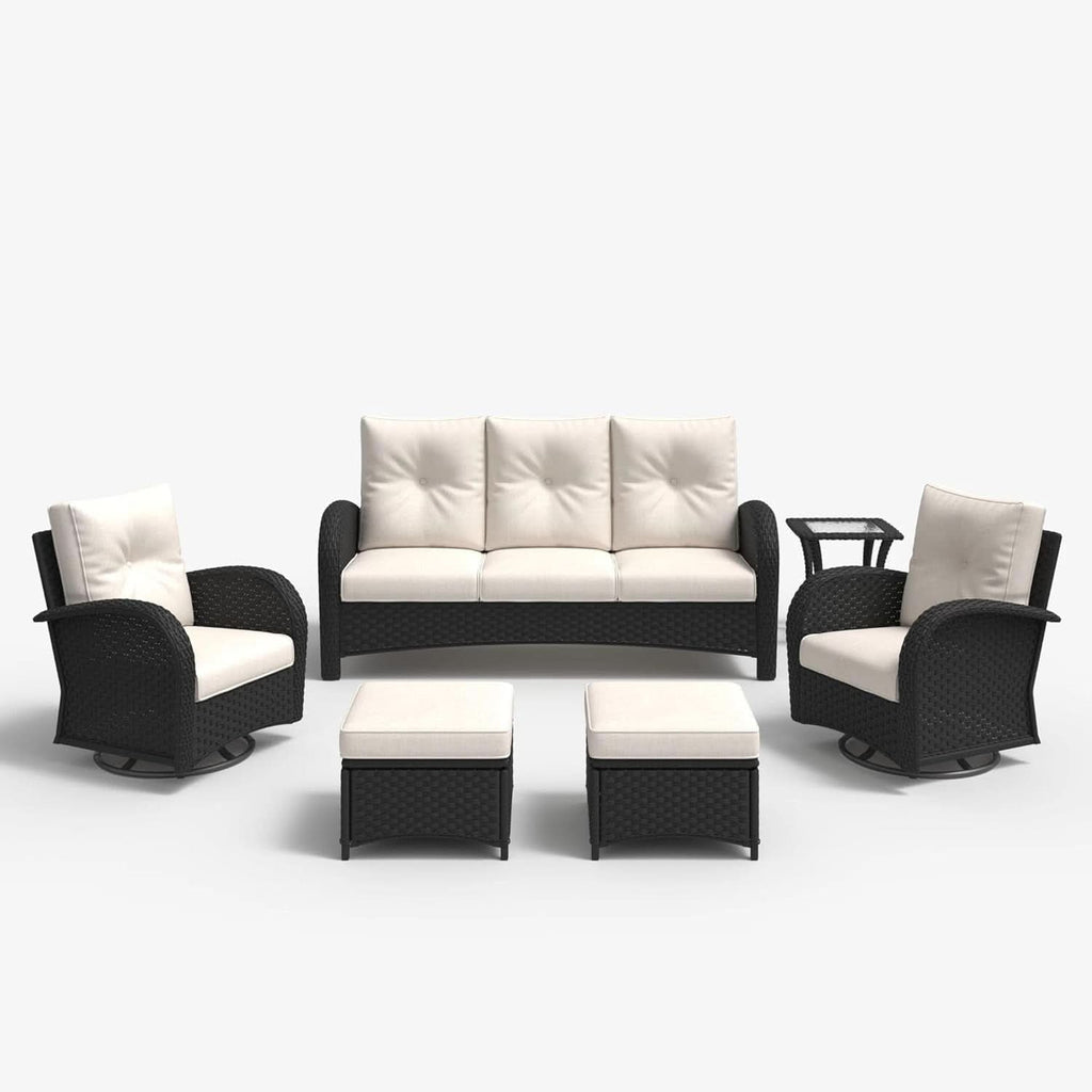 6 Piece Outdoor Patio Furniture Set Sectional Swivel Rocker Chairs