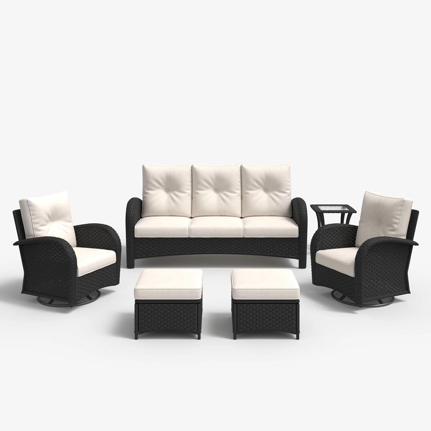 6 Piece Outdoor Patio Furniture Set Sectional Swivel Rocker Chairs