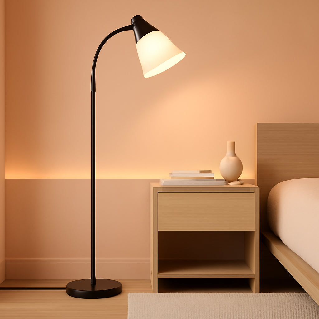 Black Floor Lamp With Adjustable Illuminated Shade