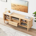 Natural Finish Entertainment Console With Sliding Door