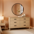 Light Brown Six Drawer Dresser For Bedroom Storage