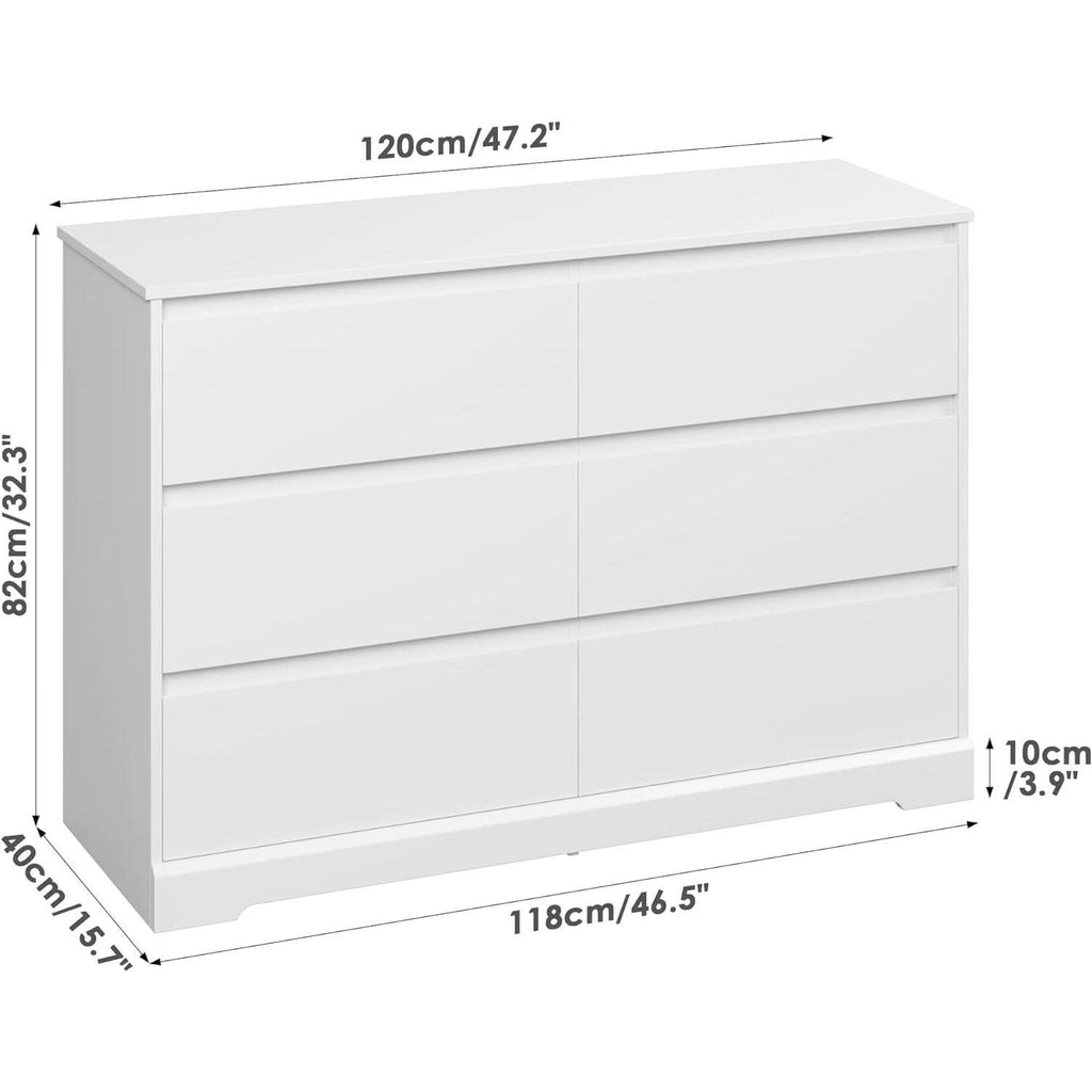 White Six Drawer Dresser For Bedroom Storage Solutions