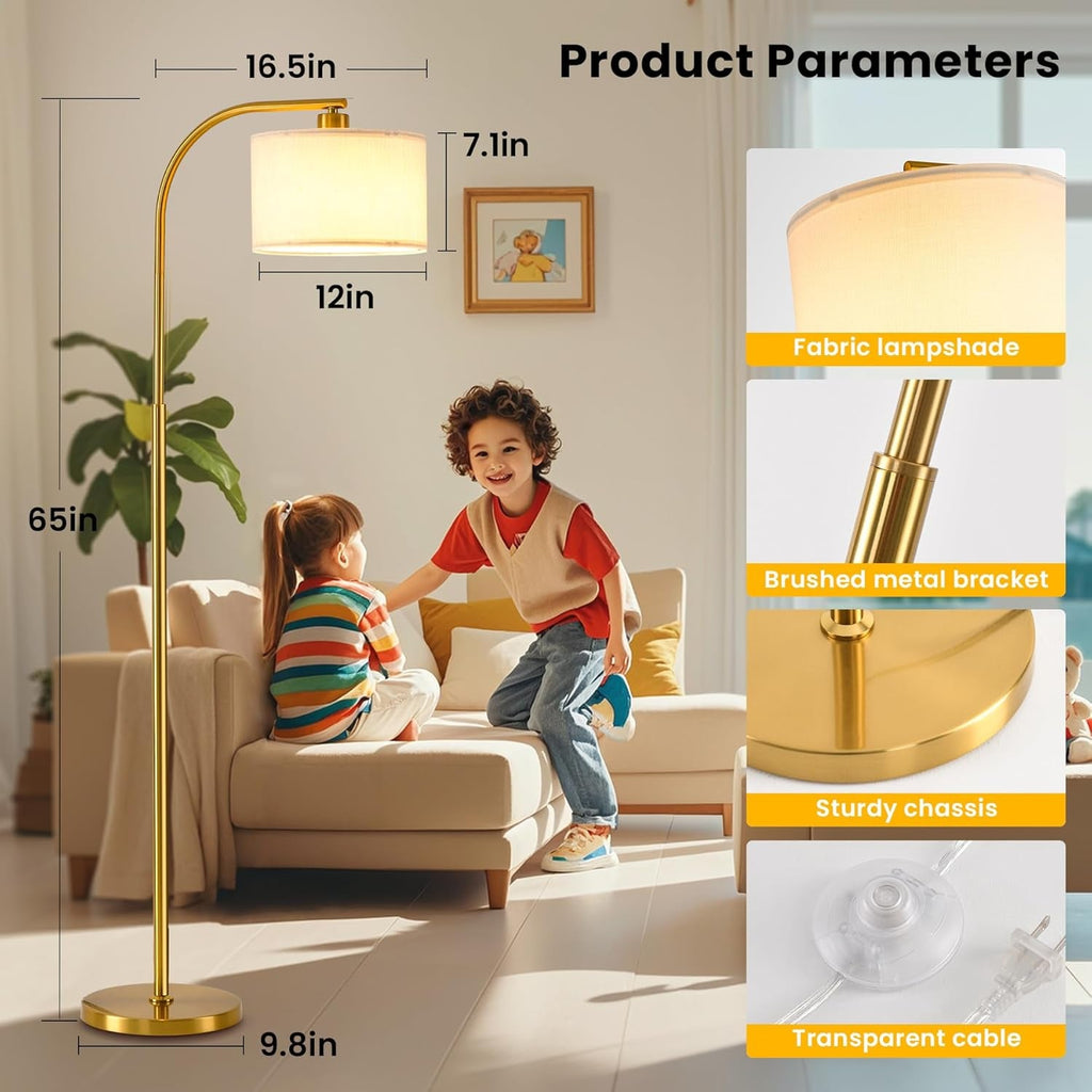 Tall Floor Lamp 65 Inch Brushed Gold Contemporary Finish