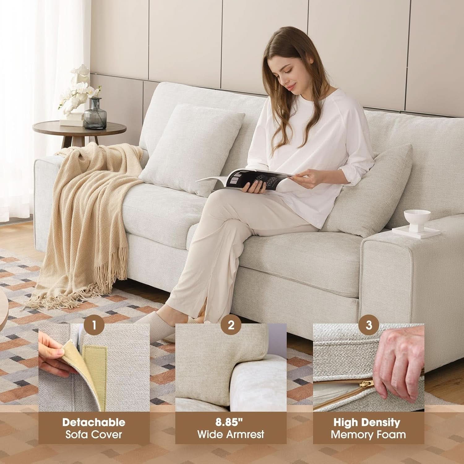 Modern Beige Recliner Sofa For Living Room Furniture