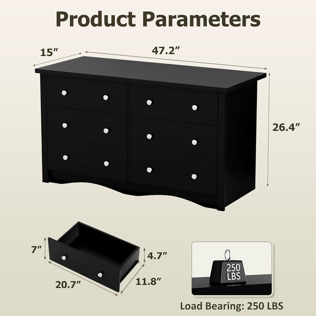 Black Premium Bedroom Dresser With Storage Drawers