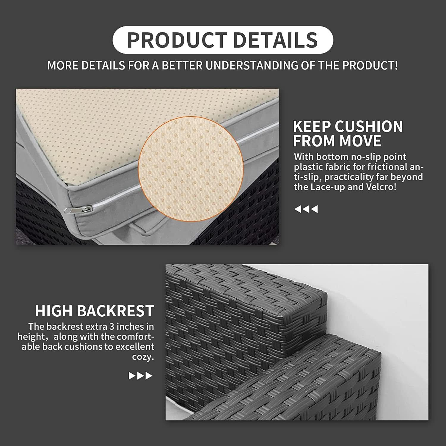 Six Piece Outdoor Wicker Furniture Set With Grey Cushions