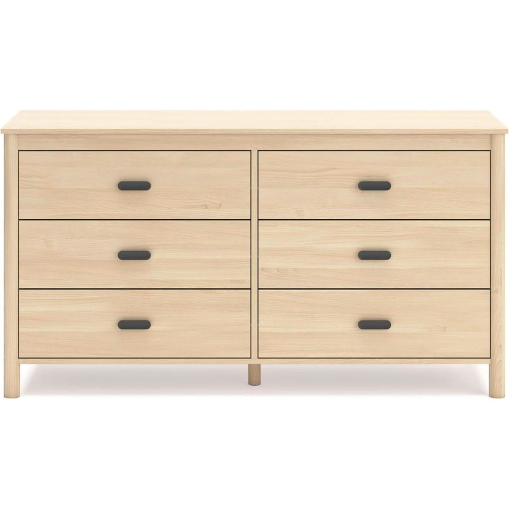Light Brown Six Drawer Dresser For Bedroom Storage