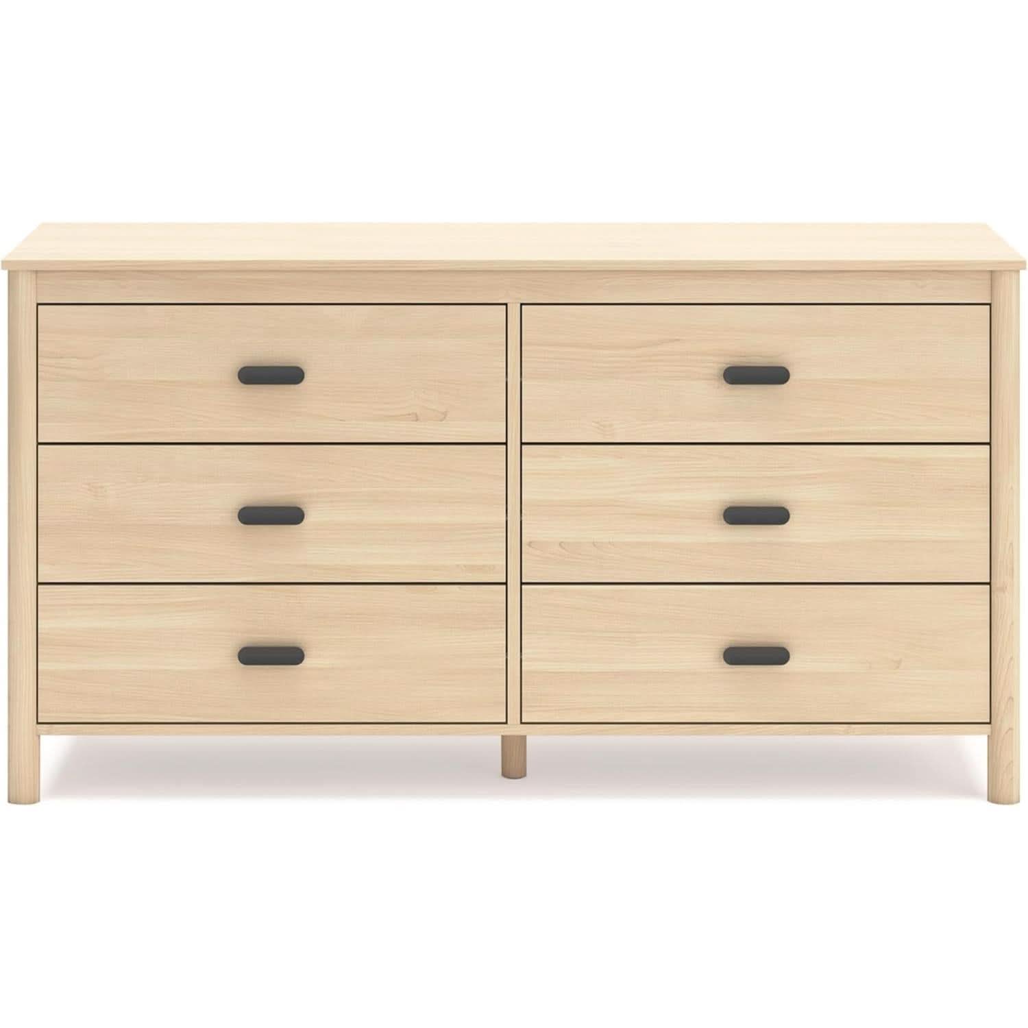Light Brown Six Drawer Dresser For Bedroom Storage